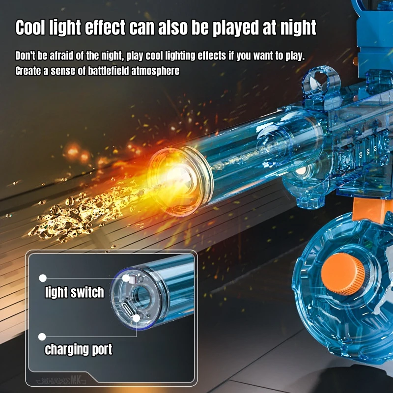 Simulated Flame Electric Water Gun for Kids Sensor Light High Pressure Automatic Watergun Children Summer Outdoor Beach Pool Toy 2