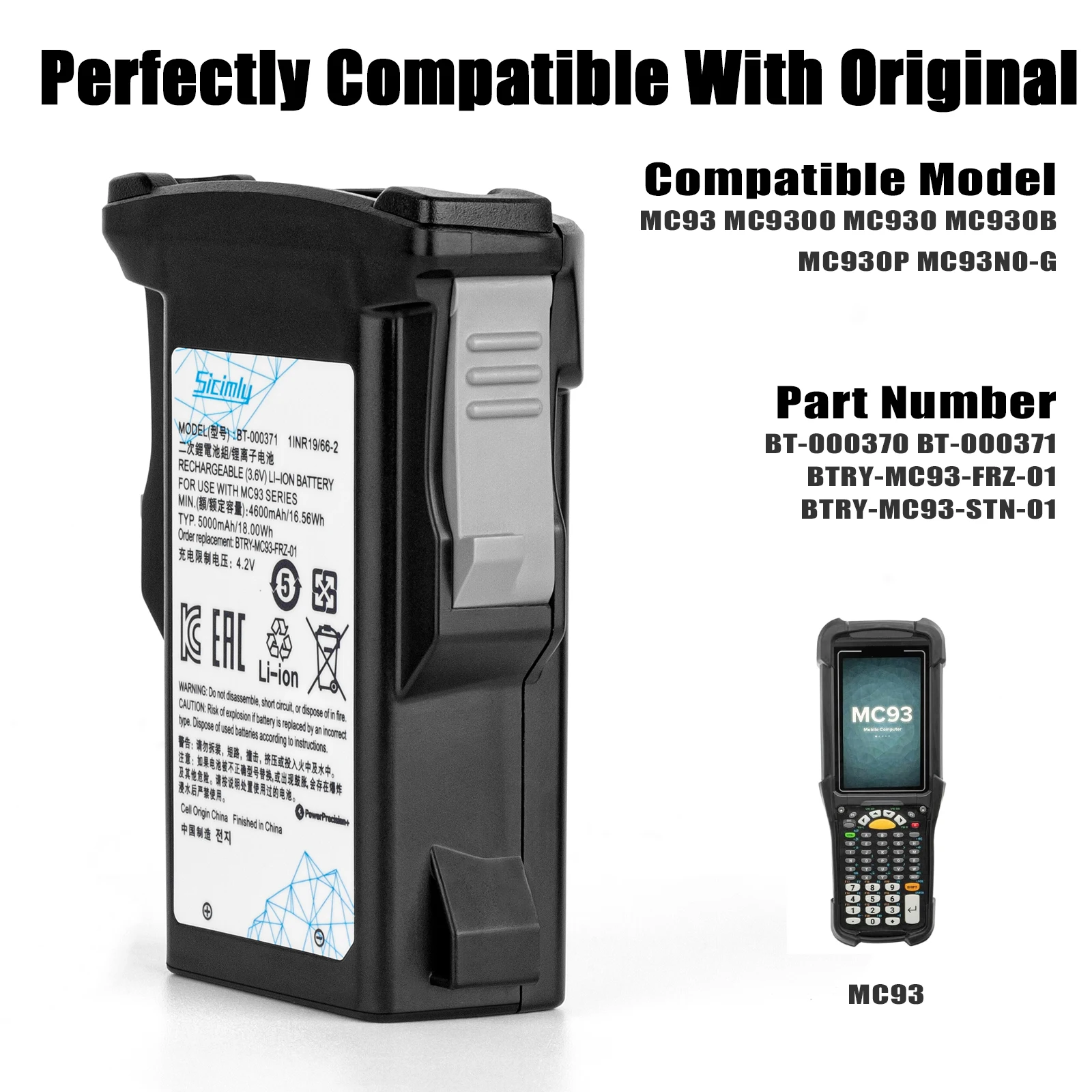 Bater a De Repuesto Para Computadora M vil Zebra MC93 MC9300 5000mAh Bater a De Repuesto Para Computadora M vil Zebra MC93 MC9300 5000mAh