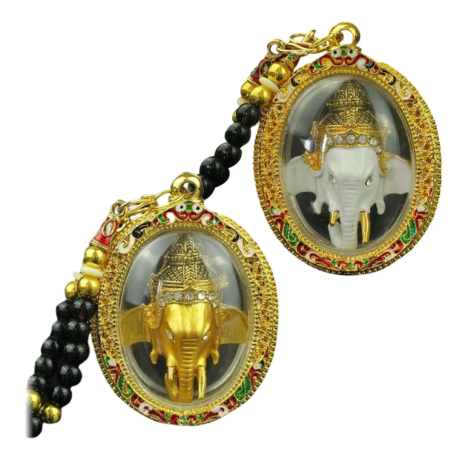 Amuleto tailandés colgante estatua chapado en oro elefante Dios Tailandia  Sudeste asiático Collar para protección buena suerte - AliExpress