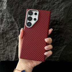 Sleek Carbon Fiber Pattern Magnetic Phone Case - Thin, Shockproof, and Wireless Charging Compatible with Vibrant Color Options - Galaxy S26 Ultra (A05)