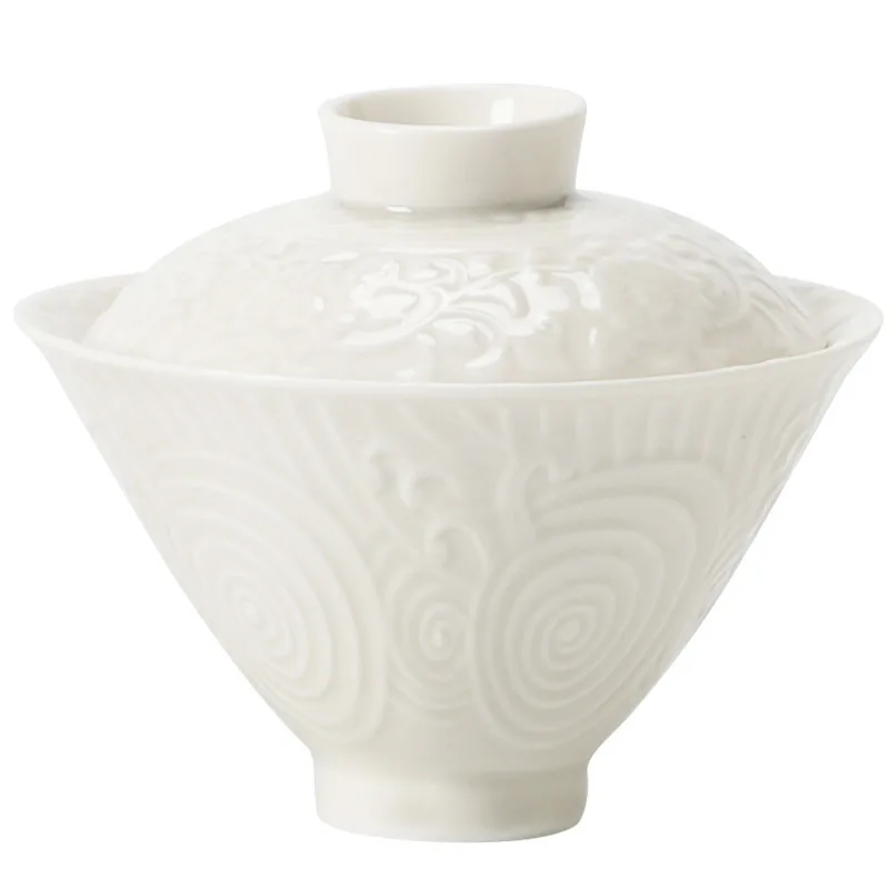 A Single High-grade Chinese Kung Fu Tea Set Household Ironing Ceramic Tea Bowl With Cover