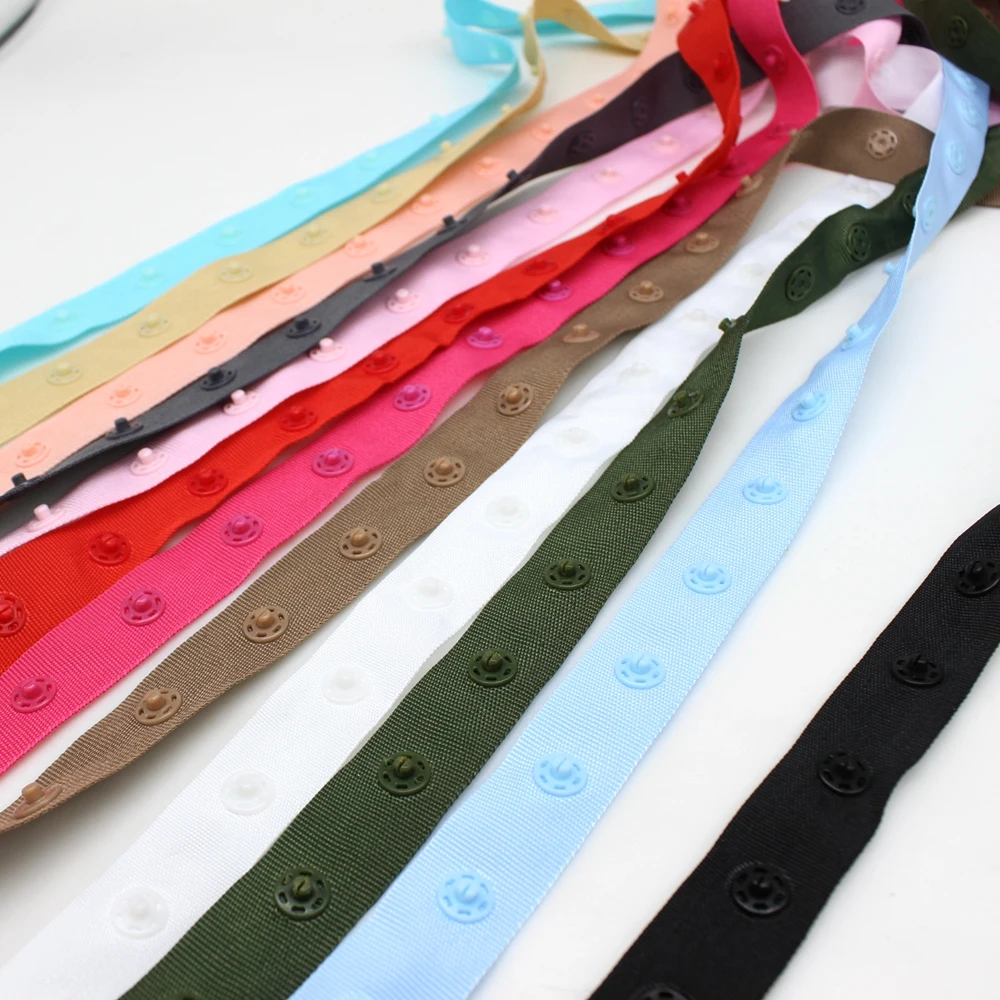 2 / 5yards/lot colourful plastic snap button ribbon tape trim for garment tapes buttons bag sewing accessories scrapbooking 2