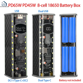 Kit Power Bank PD65W PD45W, Scatola Portabatterie 8*18650, Caricabatterie Rapido con Luce LED USB+Type-C