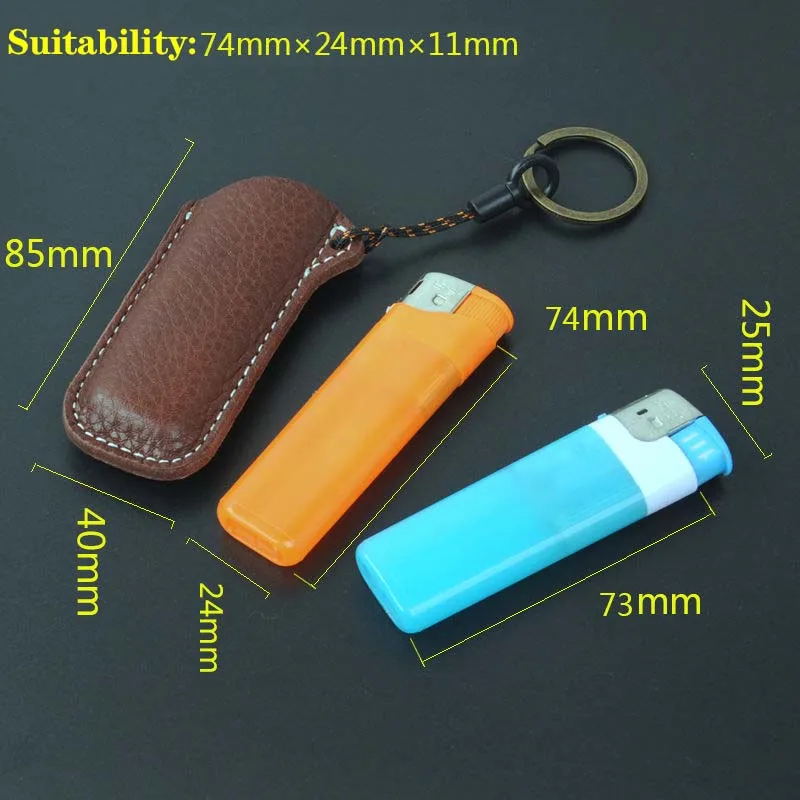 Description Picture 5 of itemHigh-Quality Leather Handmade Keychain holster Explosion-Proof Gas Lighter Protect Case For Bic Lighters Reusable Leather Cover
