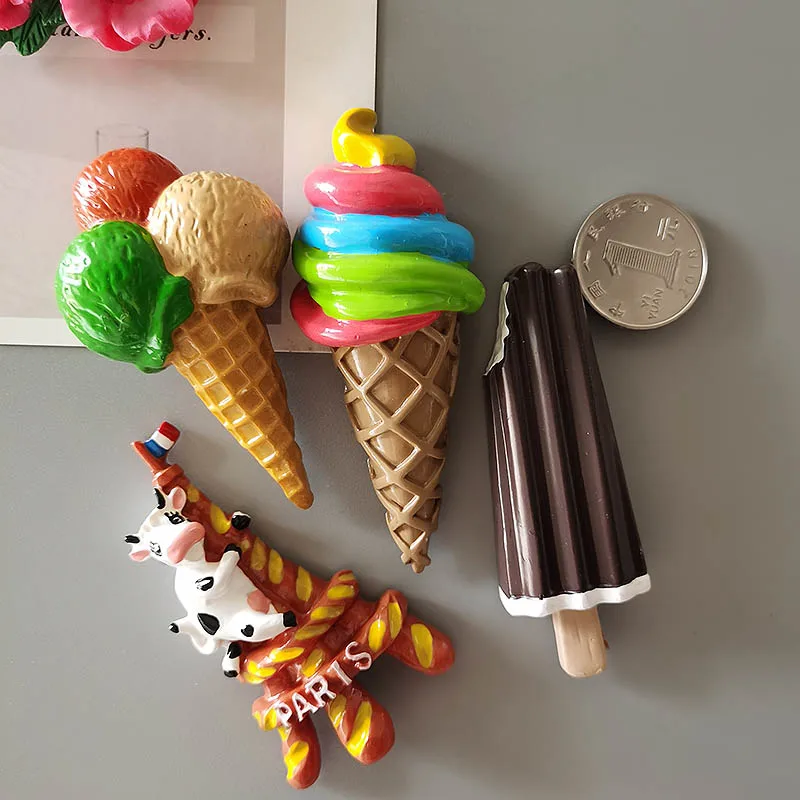Charming 3D Resin Ice Cream Cone Refrigerator Magnet