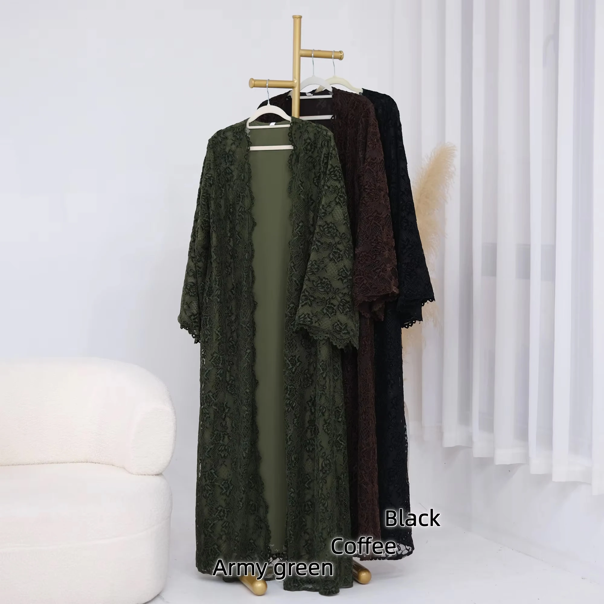 Zahraa 2026 Abaya Modest New Front Open Abaya Lace Abaya With Lining Women's Dresses Abaya Cardigan for Eid Ramadan 4