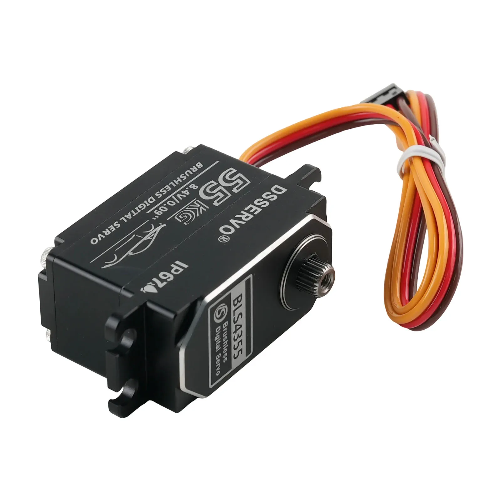 Servomoteur sans balais Dsservo BLS4355 montrant les fixations et le connecteur