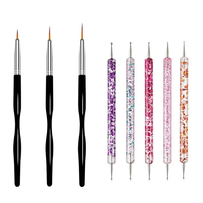 Nail art tools 20Pcs/Set Nail Art Brush Design Tip Painting Drawing Carving Dotting Pen FlatFan Liner Acrylic Gel UV Polish Manicure Tools