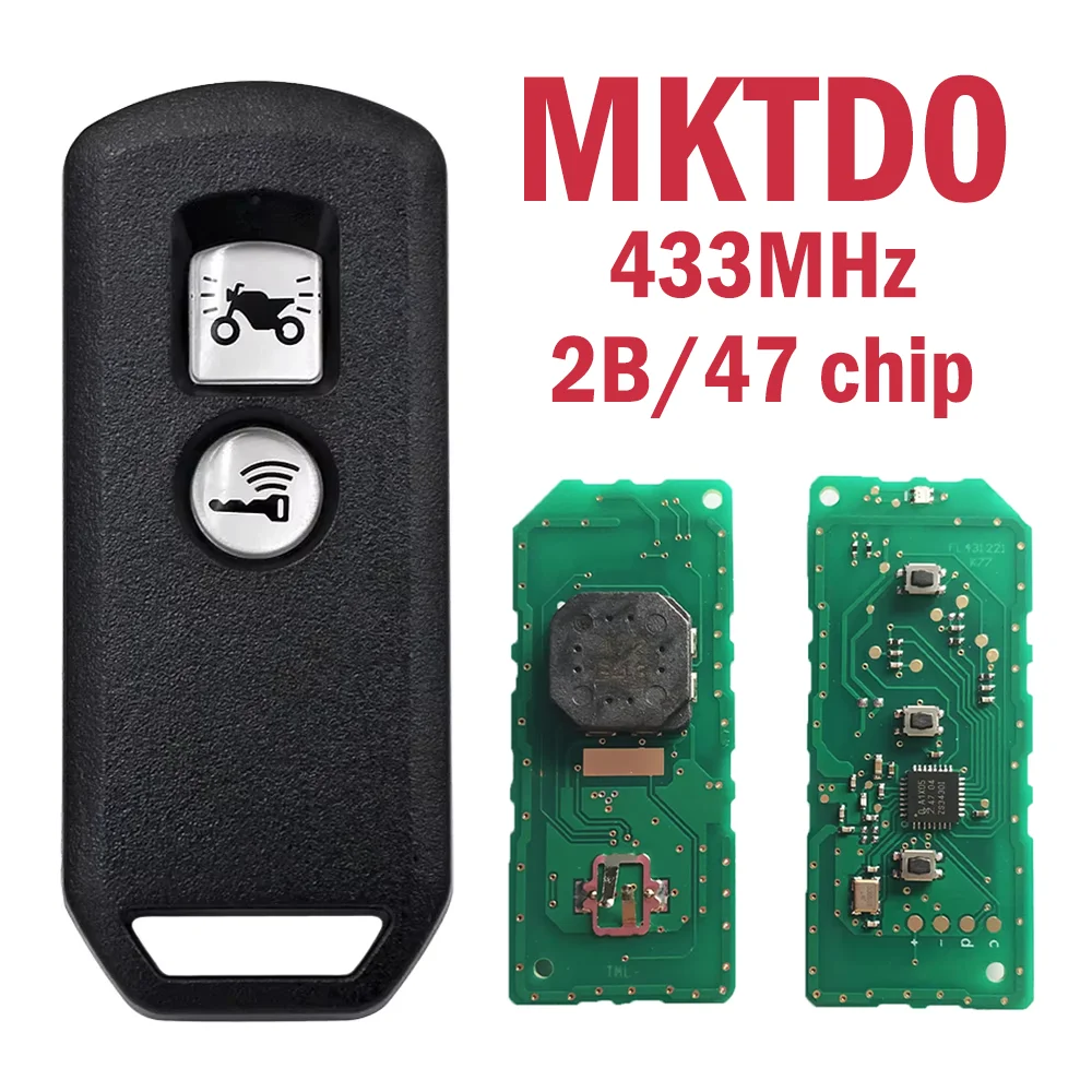 MKTD0 มอเตอร์สมาร์ทรีโมทคอนโทรลเปลี่ยนรถจักรยานยนต์ 2B Key Fob 47 ชิป 433MHz มอเตอร์สมาร์ทคีย์กุญแจมอเตอร์ไซด์สําหรับ Honda