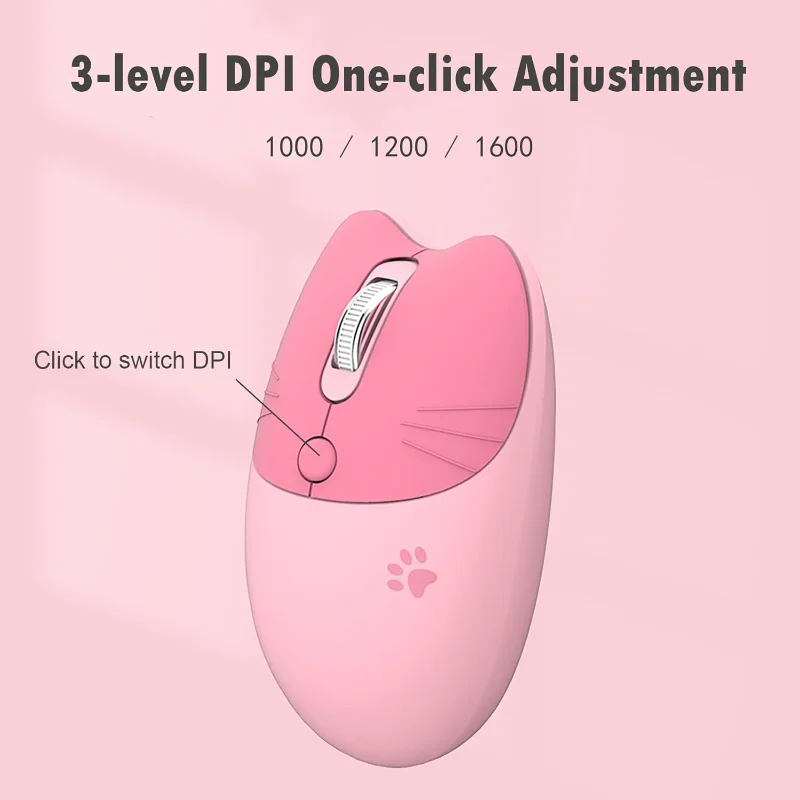 Cute Cat 2.4G Wireless Silent Mouse for Laptop PC Computer