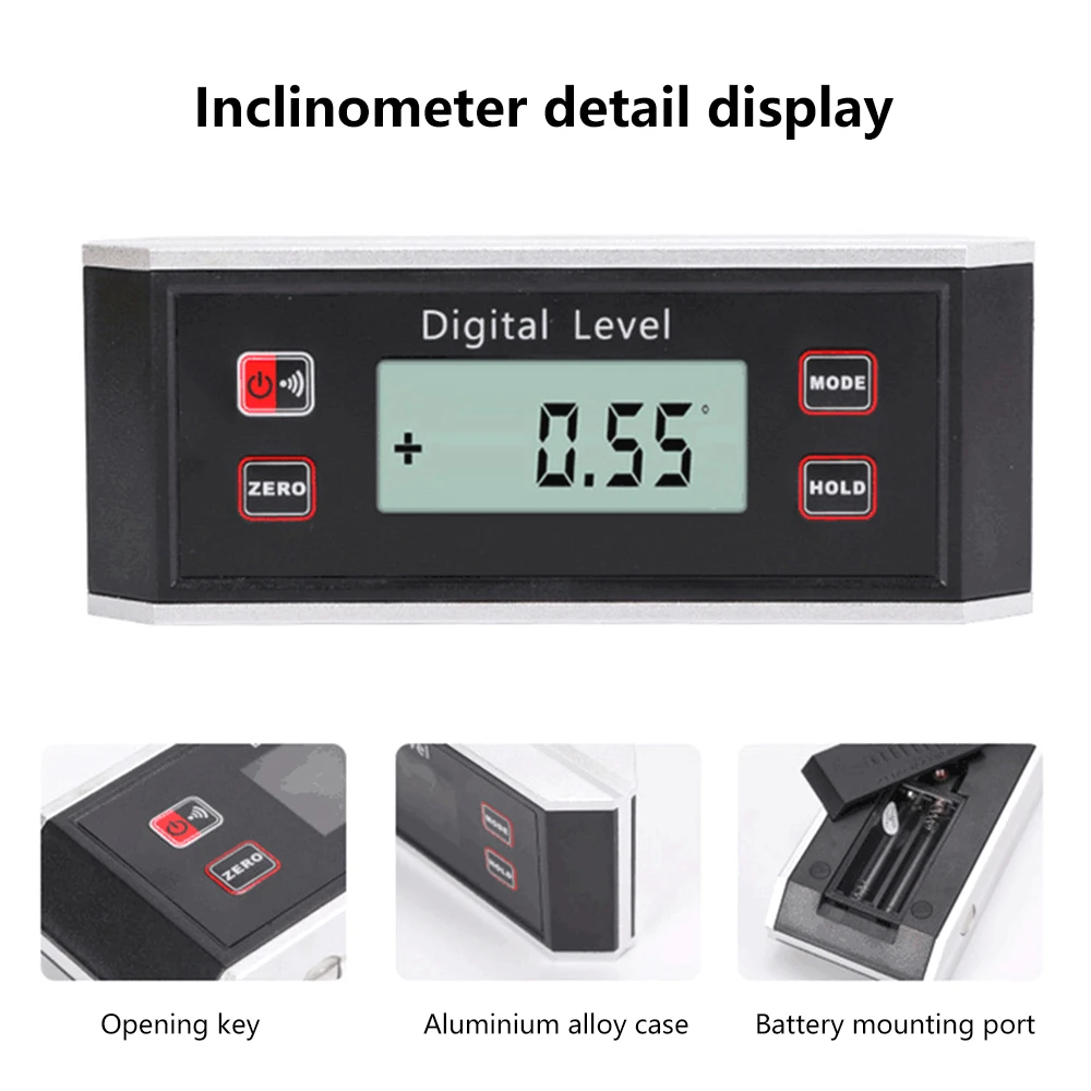 Magnetic Digital Protractor Inclinometer LCD High-precision Level Box Waterproof Angle Meter Slope Conversion Meter Inclinometer 4