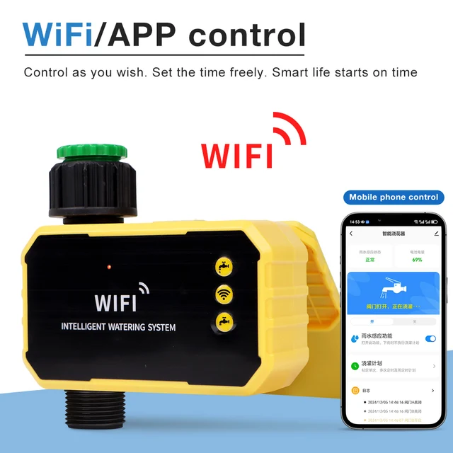 WIFI Solar Irrigation Timing Controller Smart Automatic Irrigation System for Garden Tap Valve Controller with Rain Sensor 2