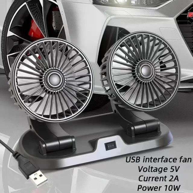 5V 12V 24V Car Fan Cooling Car Fan Dual Head Usb Car Fan 2 Speeds Adjustable Auto Cooler Air Fan Car Accessories Wind Regulation 1