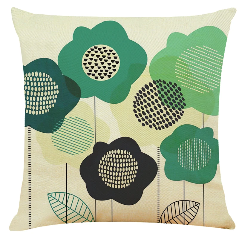 2pcs Abstract Leaves Cushion Covers European Retro Leaves Art Cushion