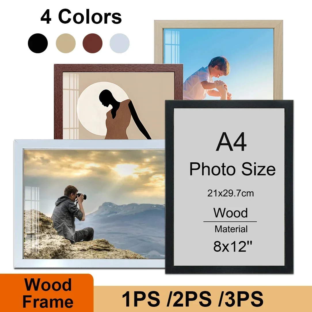 1/2/3/6PCS 8x12inch Wood Photo Frame A4 Black White Brown Certificates Frame family Picture Home Decor Poster