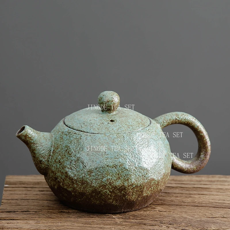 1pcs Fujian Ceramic Teapot Vintage Teapot Large Capacity Japanese Kung Fu Tea Set Hammer Pattern Craftsmanship Green Tea