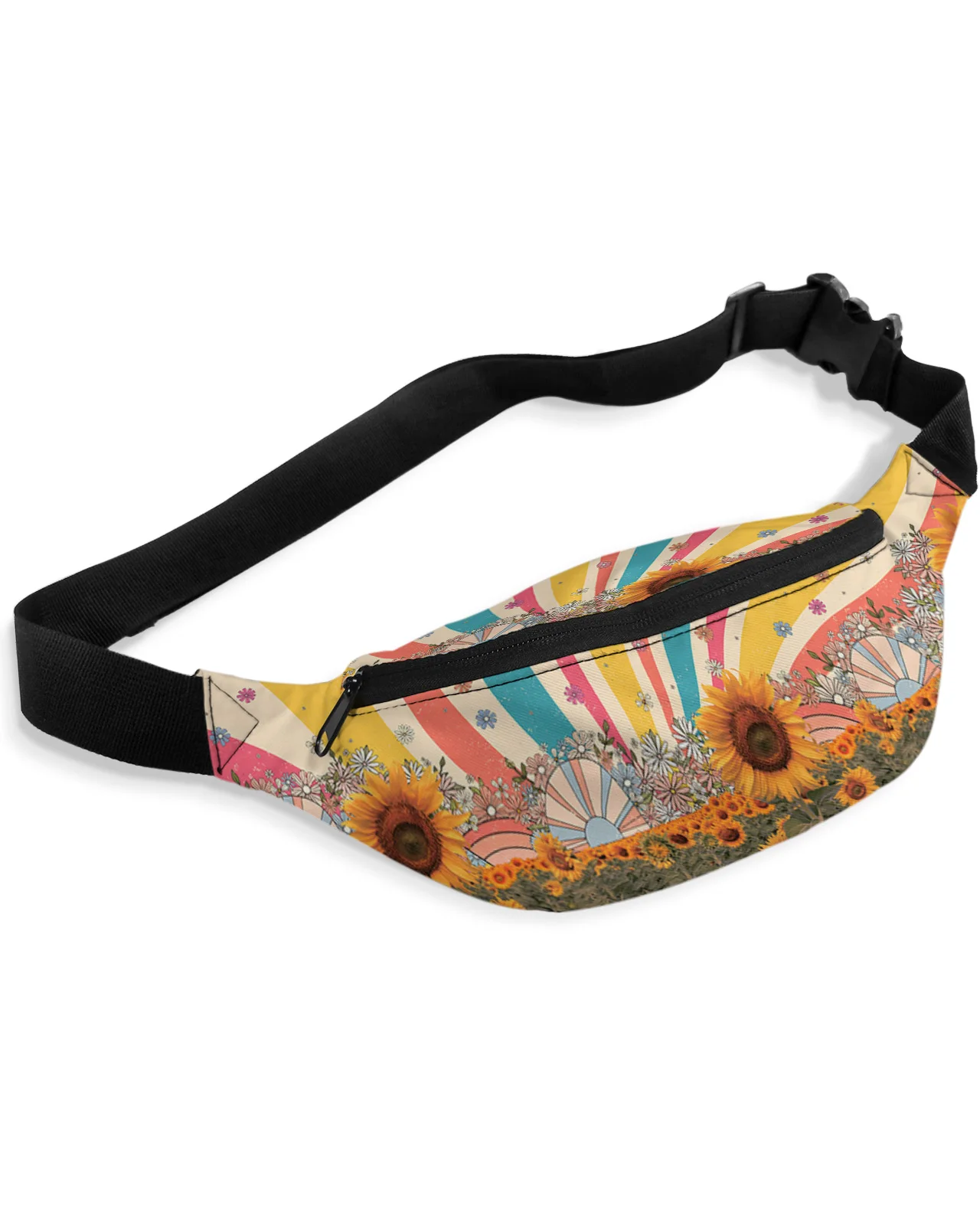 

Tropical Plant Sunflower Rainbow Waist Packs for Women Waterproof Outdoor Sports Waist Bag Unisex Crossbody Shoulder Bag