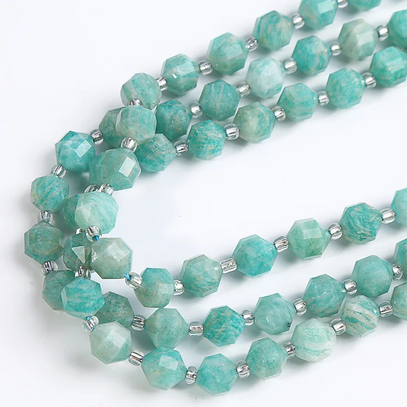Natural Amazonite Olive Faceted Beads Jewelry Accessories Loose Beads For Jewelry Making DIY Beaded Handmade Bracelets