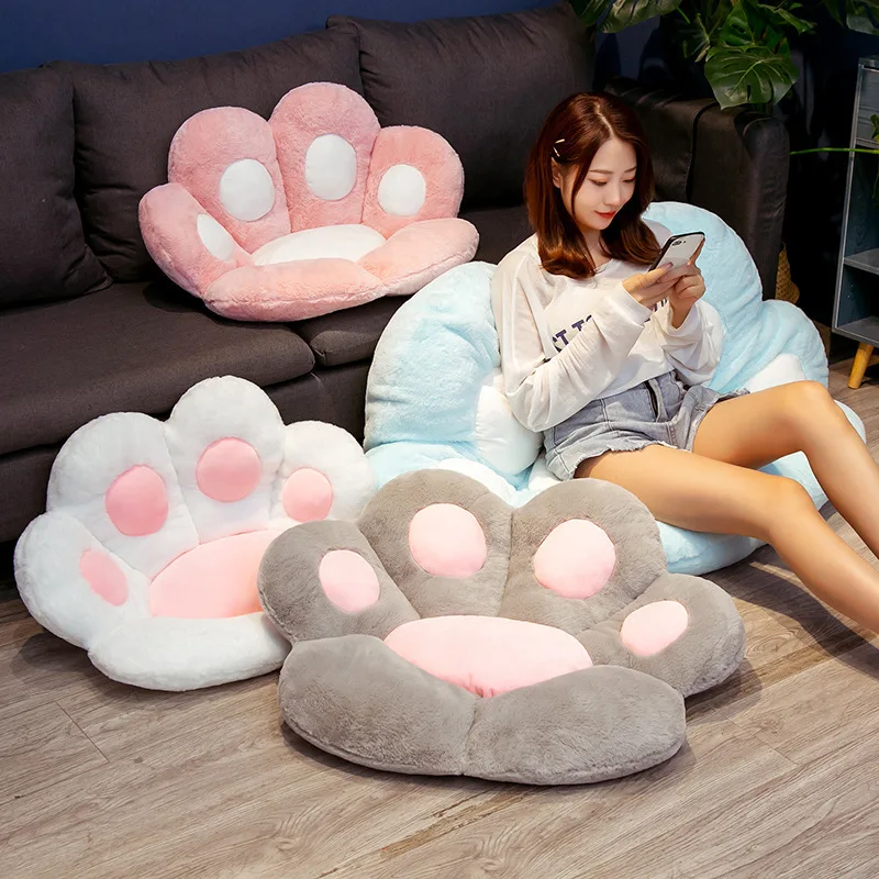 

Kawaii Plush Toys Ins Bear&cat Paw Winter Pillow Sofa Indoor Floor Home Chair Decor Stuffed Animal Seat Cushion Children Gifts