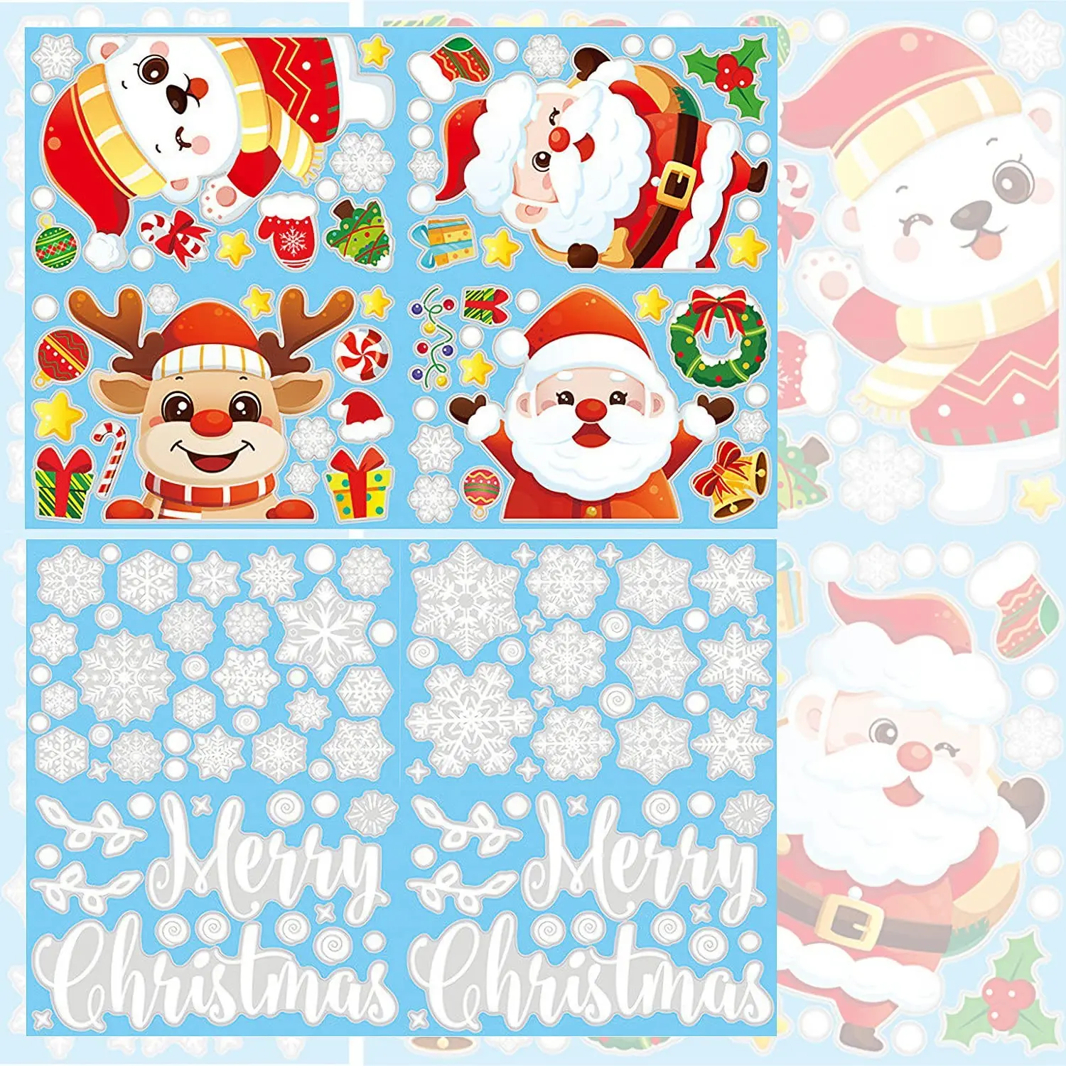 New 3D Snowflake Window Stickers 4/8/9 Sheets Christmas Window Stickers Reusable PVC White Snowflakes Christmas Room Decoration