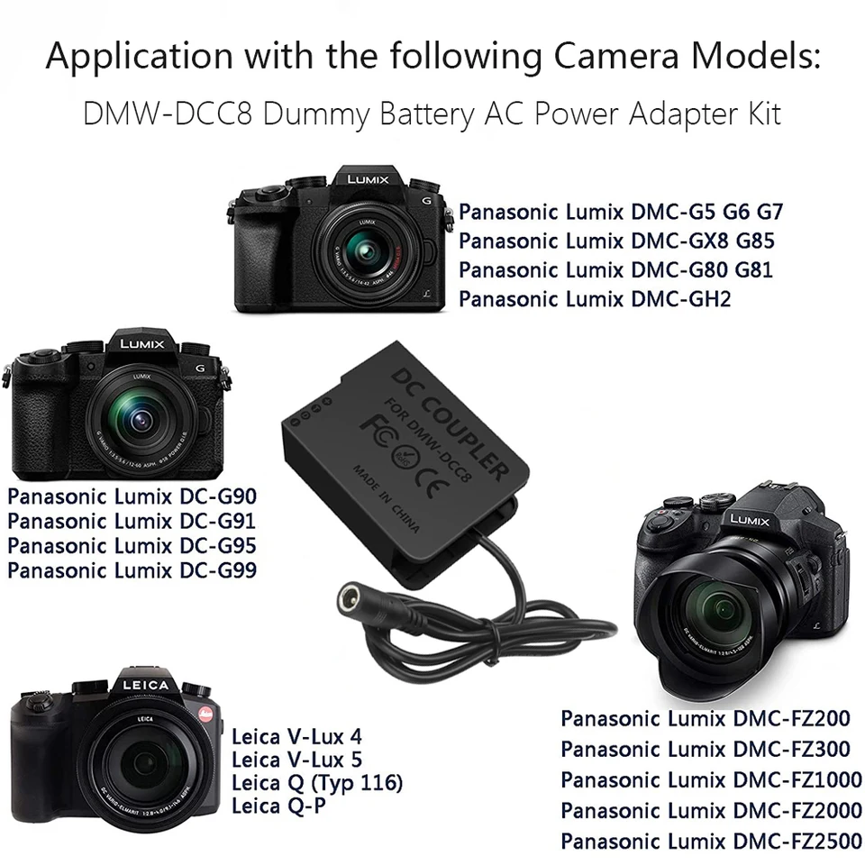 Power Supply KingMa DMW-BLC12 Dummy Battery With AC Adapter For