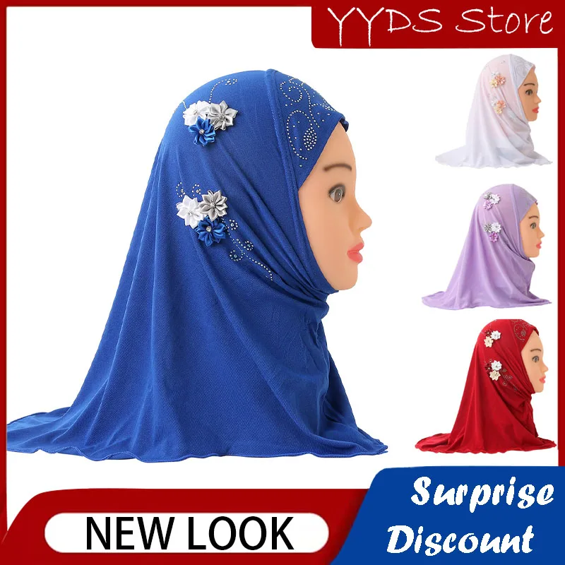 

Little Girl Worship Hat 2 To 6 Years Old Six Flower Headscarf Saudi Arabia UAE Muslim Hat Children's Pullover Hat Beanie Hat