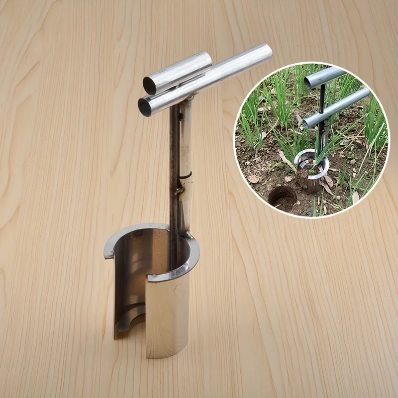 1 Stück robuster Gartenpflanzer aus Edelstahl – manueller Metallpflanzer für Obstbäume, Blumen und Gemüsesämlinge