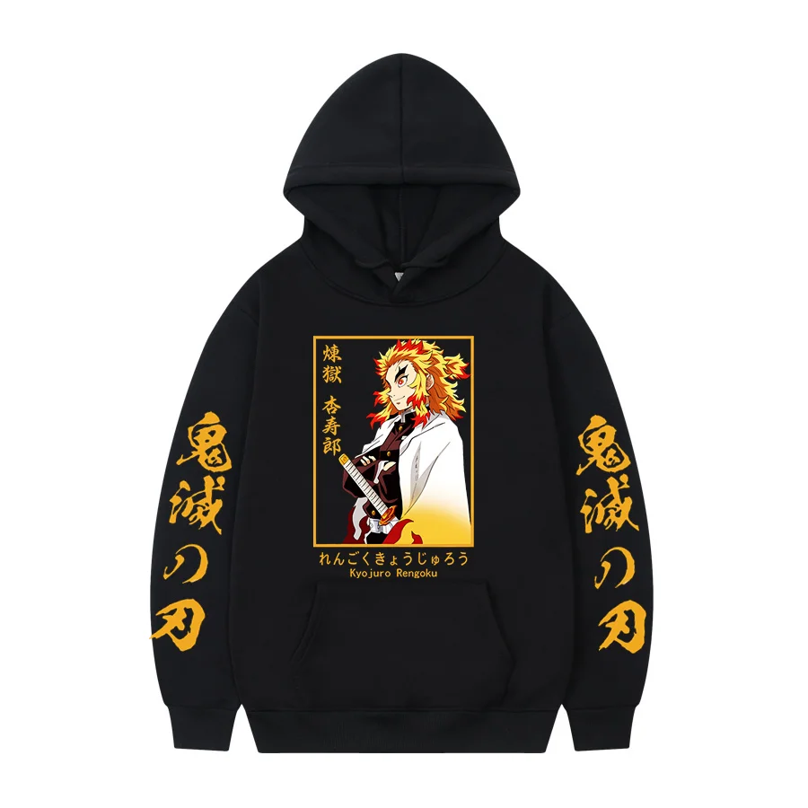 

Funny Hot Anime Demon Slayer Hoodie Men Women Kyojuro Rengoku Sweatshirt Winter Streetwear Oversized Loose Casual Pullovers