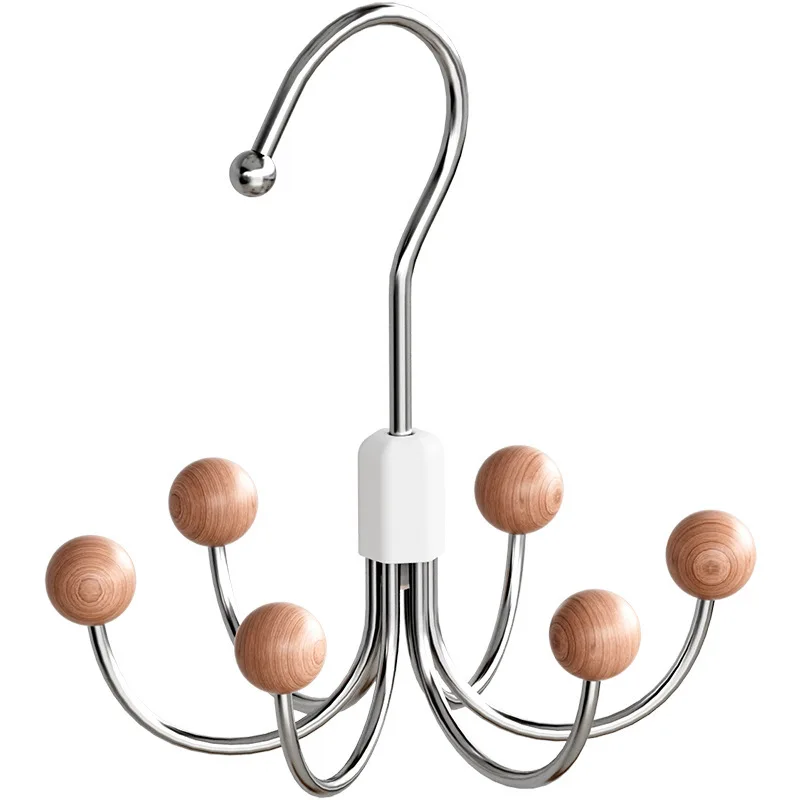 Wardrobe Hooks Multi-functional Rotatable Six-jaw Hooks Underwear Suspenders Hats Ties Storage Hangers Hooks