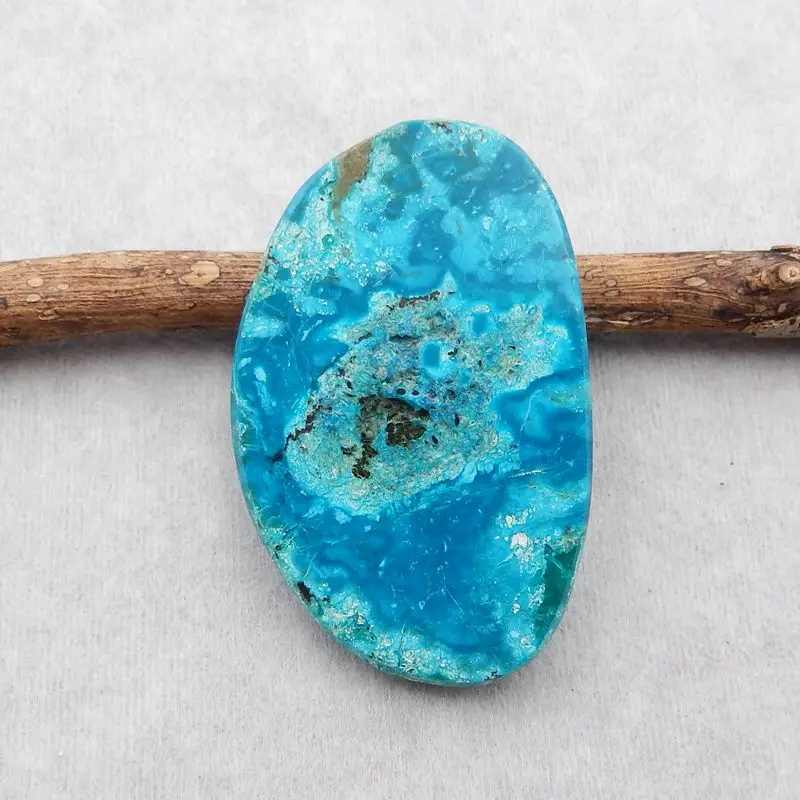 Semiprecious Handmade Natural Stone Chrysocolla Cabochon Flatback Fashion Jewelry Necklace Accessories 49x32x8mm 17g