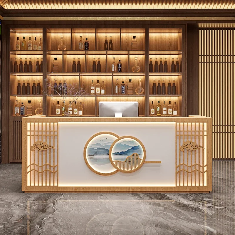 Design Professional Reception Desks Aesthetics Display Vintage Reception Desk Luxury Unique Mostrador Commercial Furniture