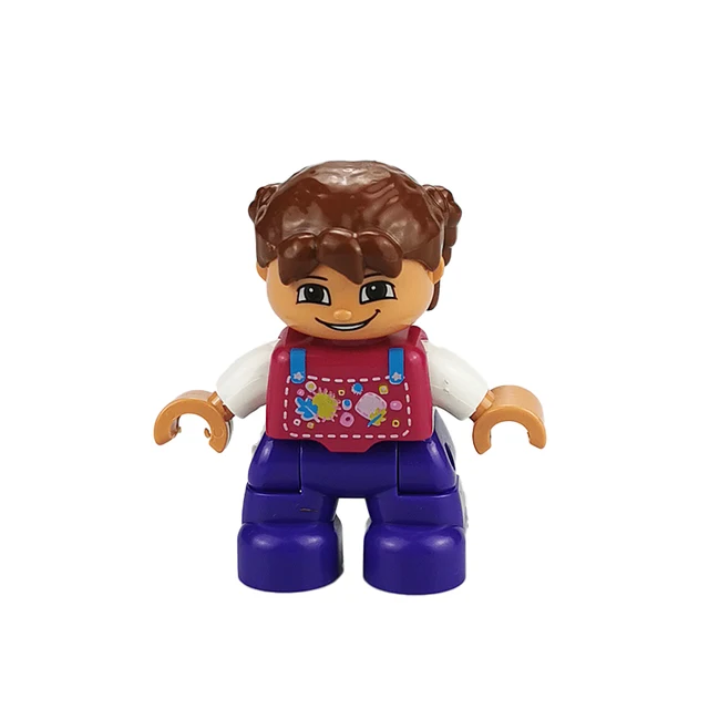 Big Size Action Figures City Princess Policemen Family Building Block Doll Character Accessory Toys Assembly Children Kids Gift Brown-haired girl