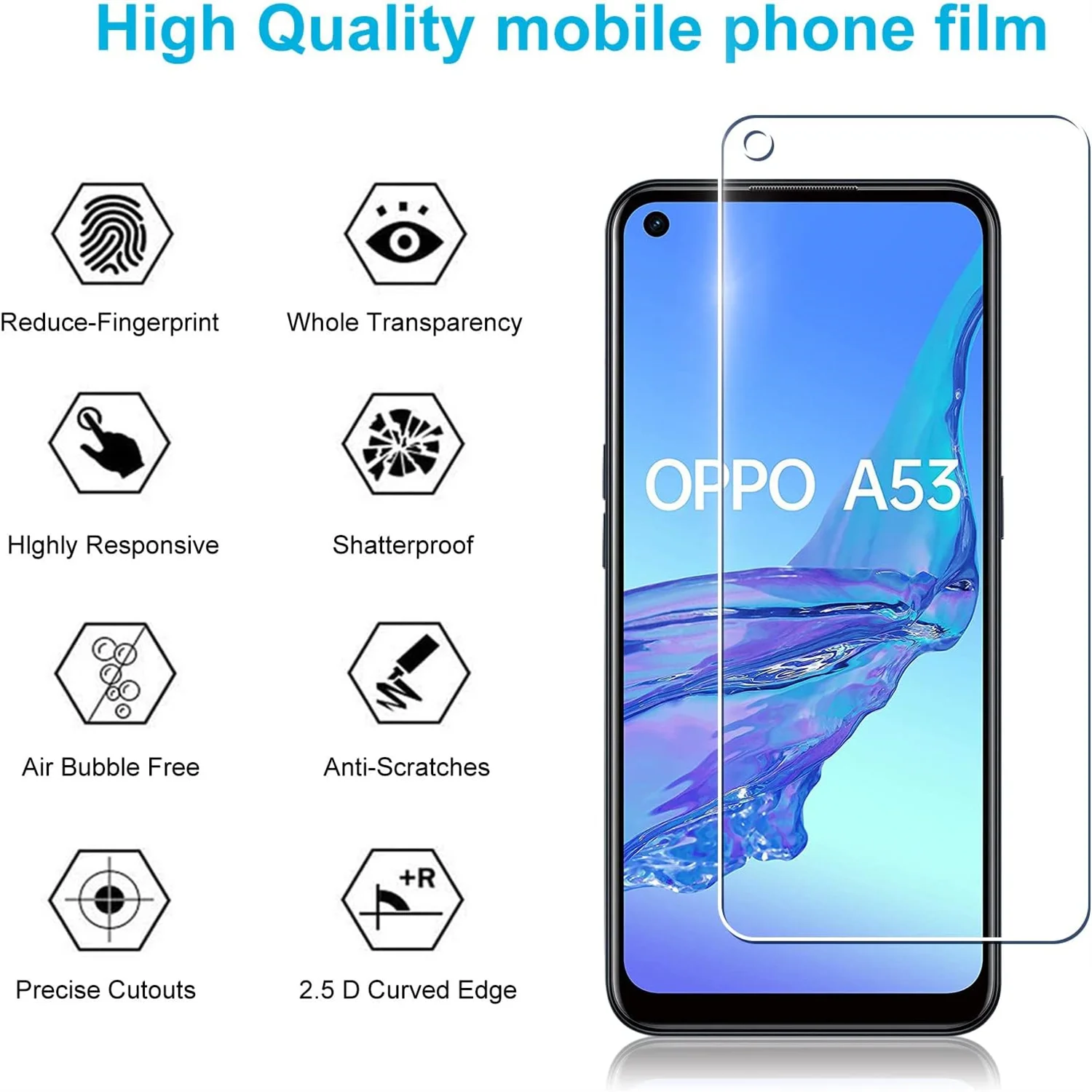 2/4Pcs 9H Tempered Glass For oppo A53 A53s 5G Screen Protector Glass Film