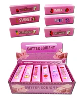 6/12/24PCS Pack Butter Squishy Toys Strawberry Rainbow Printed Stress Ball Slow Rebound Stress Relief Sensory Toys Gifts Bulk 6