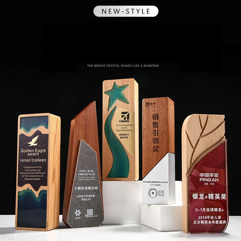 

Creative Crystal Solid Wood Trophy, Custom Sports, Music, Award, Business, Events, Gifts, Home Decoration, High-end