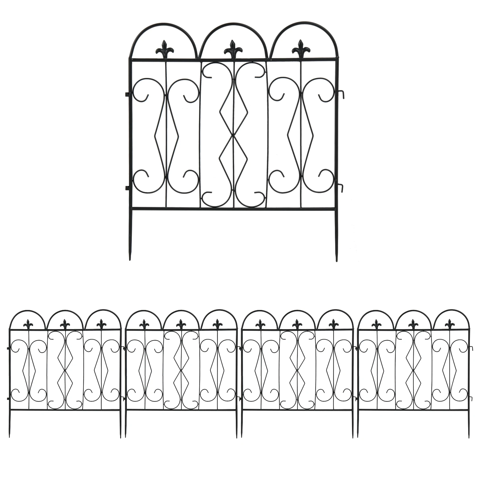 5 Pieces Outdoor Rustproof Garden Fence Decorative Landscape Edging Barrier