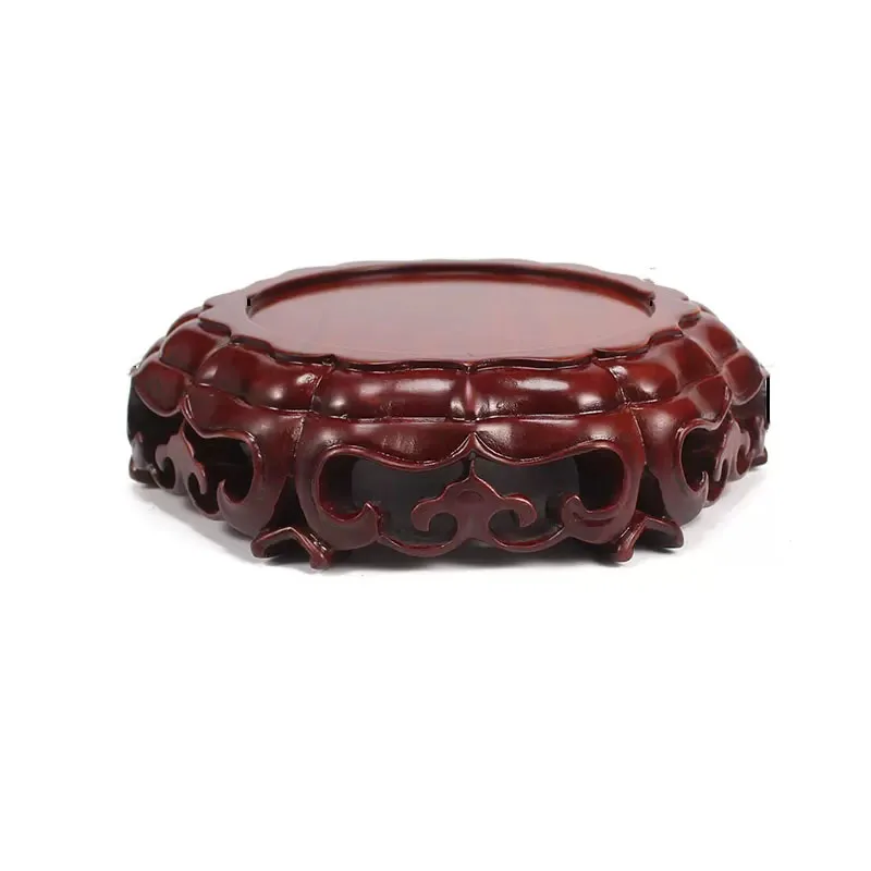 Red Wood Carving Crafts Stone Base, Whole Wood, High-Grade Vase, Flower Pot, Jingqi Stone, Teapot Decoration Base
