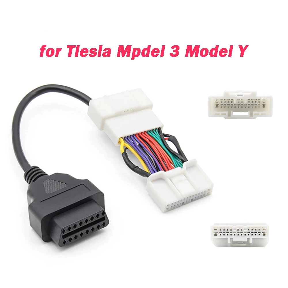 

​For Tesla Model 3 OBD Cable 12/20/26Pin Male Female to 16Pin Cable for Tesla Model Y Auto Adapter OBD2 Connector