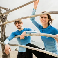 Nu-June Surfing Swimwear Rash Guard Women Long Sleeve Custom Printed Swimsuit Mens Rashguard Two-Pieces Surf Shirt For Swimming 6