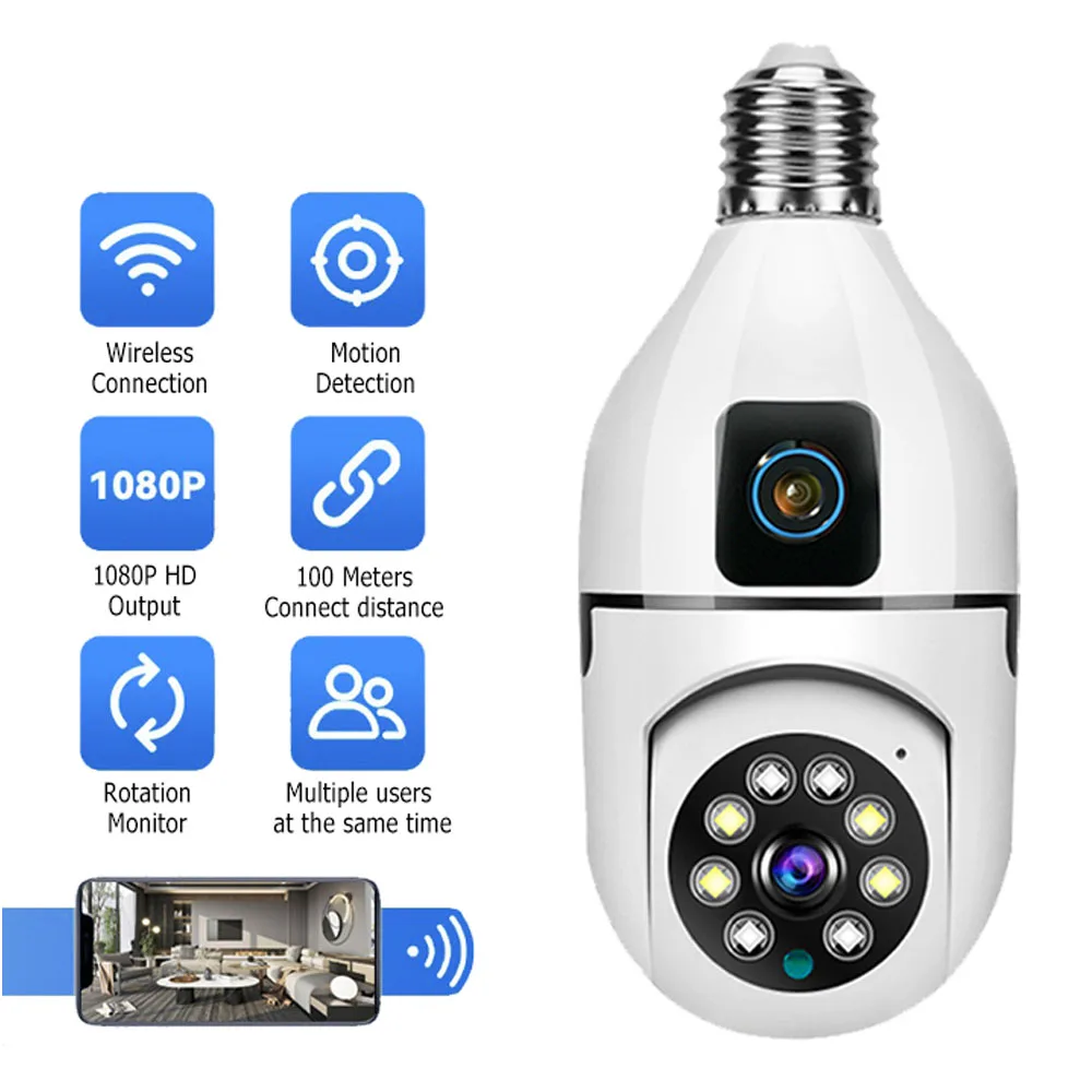 Mini Smart Camera V380 Pro WiFi CCTV Wireless 1080P IP 4K 360 Degree Security Camera Infrared Night Vision Flash E27 Bulb