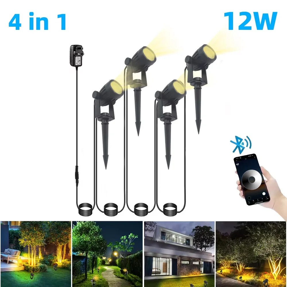 Умный ландшафтный прожектор для улицы, приложение и дистанционное управление, 16 миллионов цветов, IP65, водонепроницаемый для дорожек, двора, сада, заднего двора