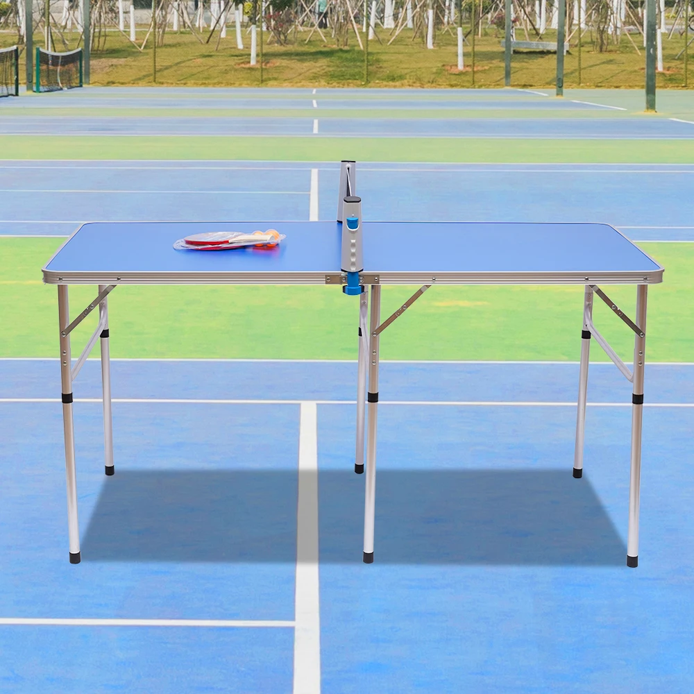 Mesa de Ping Pong Dobrável com Rodas com Patas Ajustáveis para Interior  Exterior 274x152.5x76cm de Aço MDF Cor Azul