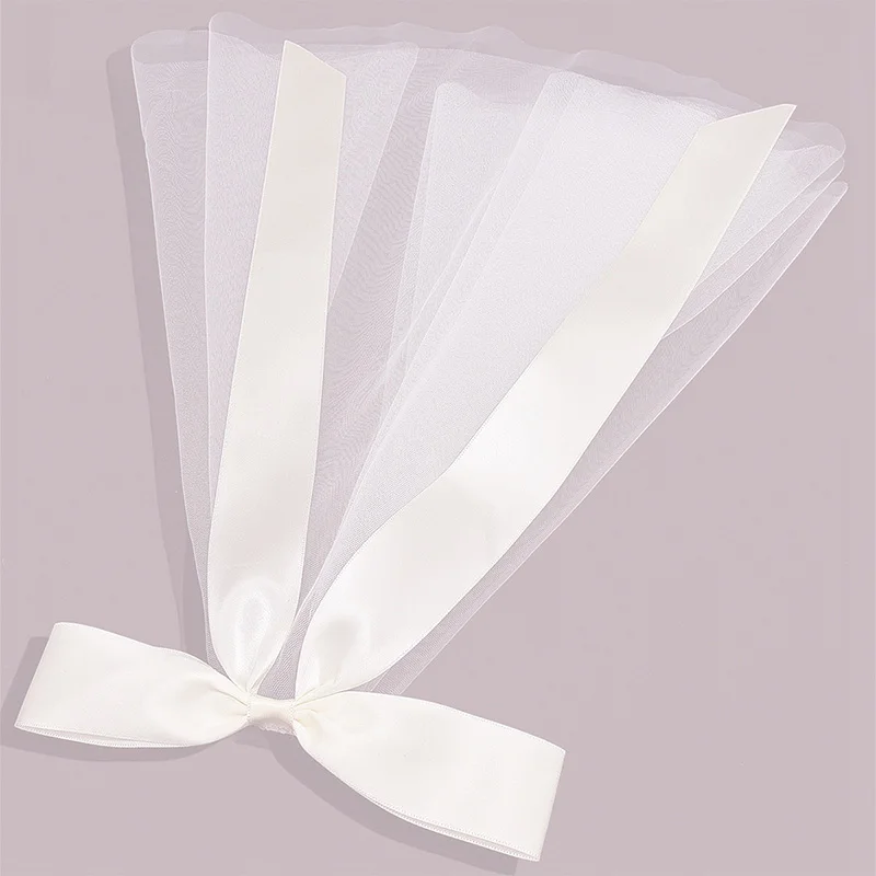 Bridal Veil With Hair Clip Cute Bow Tulle Wedding Veil for Bride Hairwear Jewelry