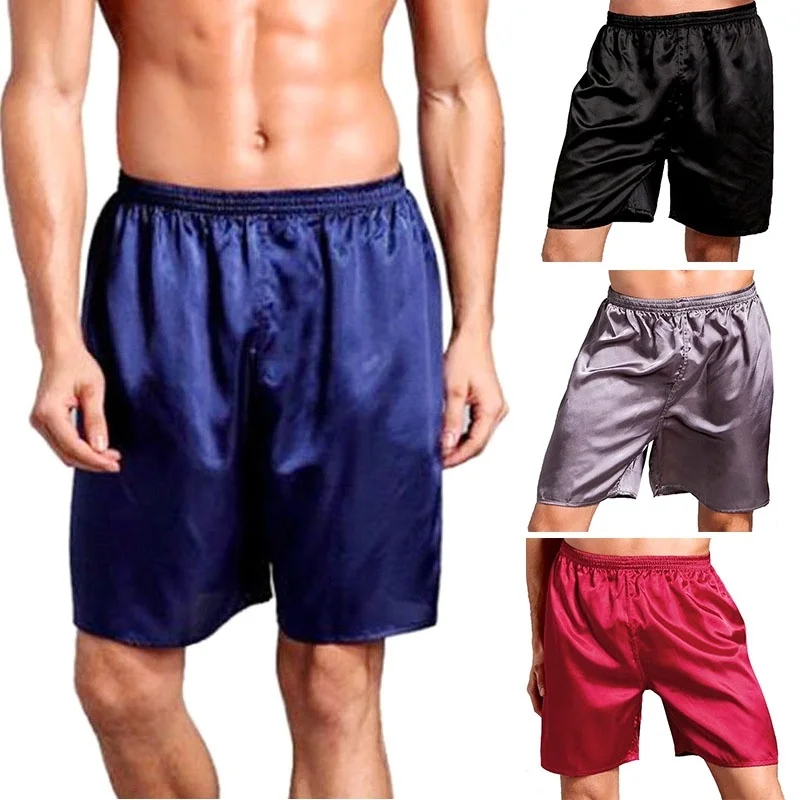 

1pc Men Casual Home Nightwear Satin Soft And Comfortable Pajamas Shorts Pyjamas Sleep Bottoms Boxers Short Pants Lounge Homewear