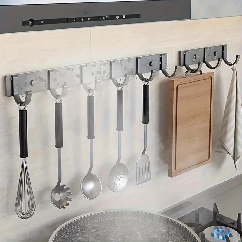 Suitable for bathroom, living room, kitchen, modern wall rod storage hooks, kitchenware storage racks, kitchen accessories 2