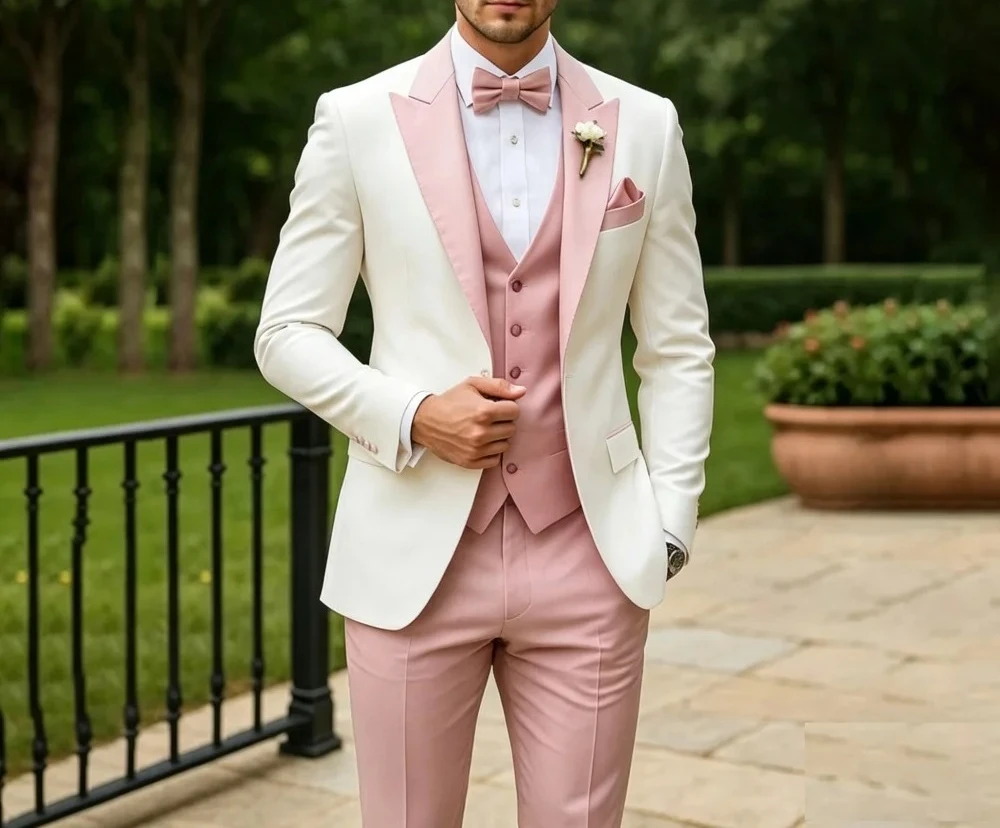3 Pieces Wedding Tuxedo for Groom Sage Green Slim Fit Formal Men Suits Elegant Blazer Vest Pants Set for Prom Party Ceremony
