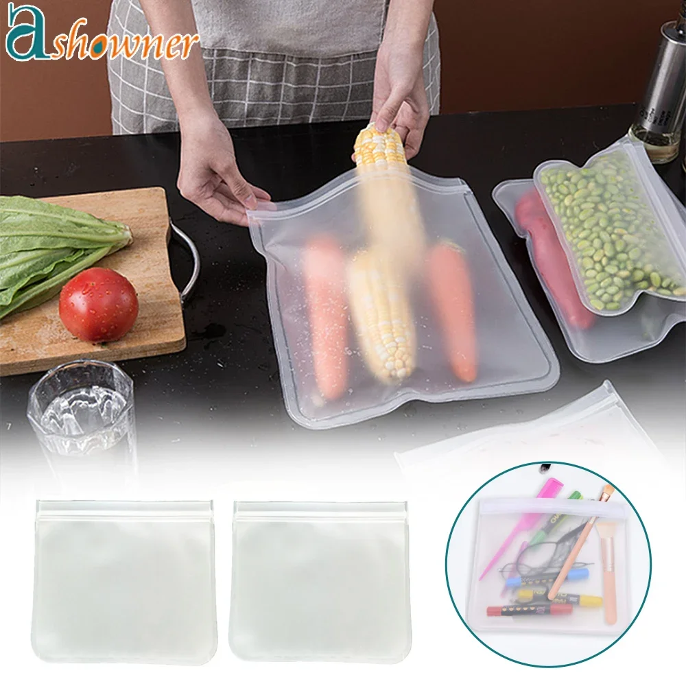 

Food Storage Bag Reusable Freezer Bag Fresh-keeping Bag Shut Bags Fresh Wrap Leakproof Zip Lock Bags Kitchen Organizer BPA Free