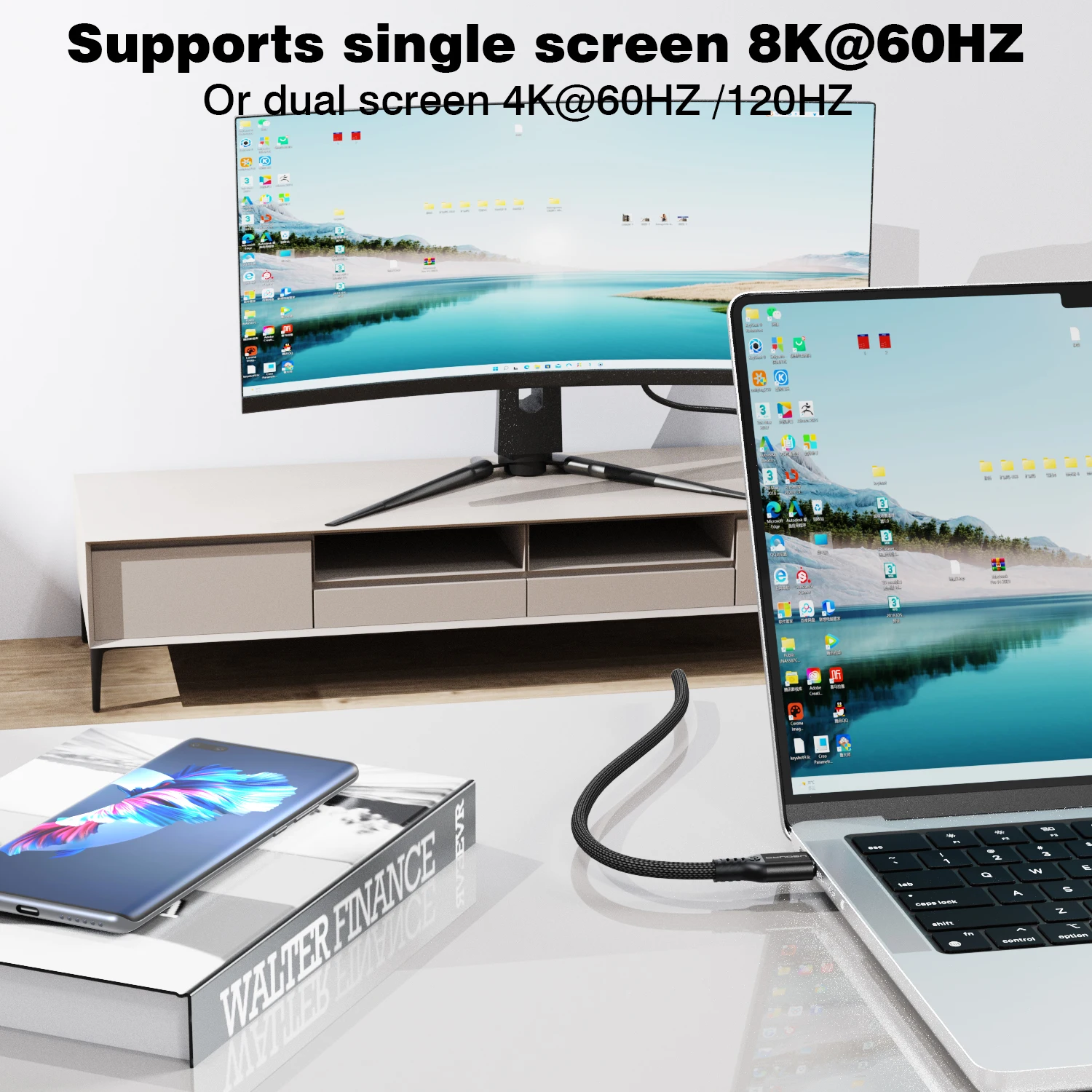 Disscool USB 4.0 Cable Thunderbolt 4 Cable, Dual Support 8K Display HD