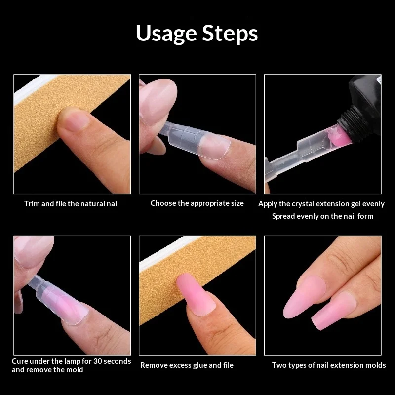 140개 듀얼 폼 내부 아크 라인 인조 손톱 타원형 사각형 코핀 윗부형 퀵 매트 네일 몰드 네일 연장용