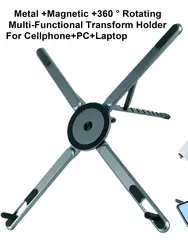 Compact 3 - in - 1 Magnetic Phone Holder & Selfie Stick with Foldable Tripod Stand (Black)
